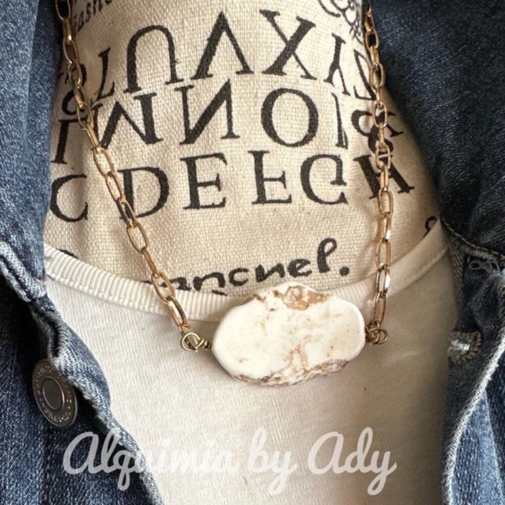 Big Buffalo Turquoise gold chunky pendant necklace